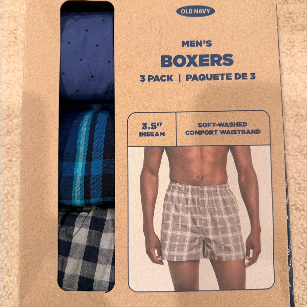 Old Navy Men's Navy, Blue, and Gray 3-Pack Boxers